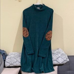 Emerald Green Cheetah High Neck Dress